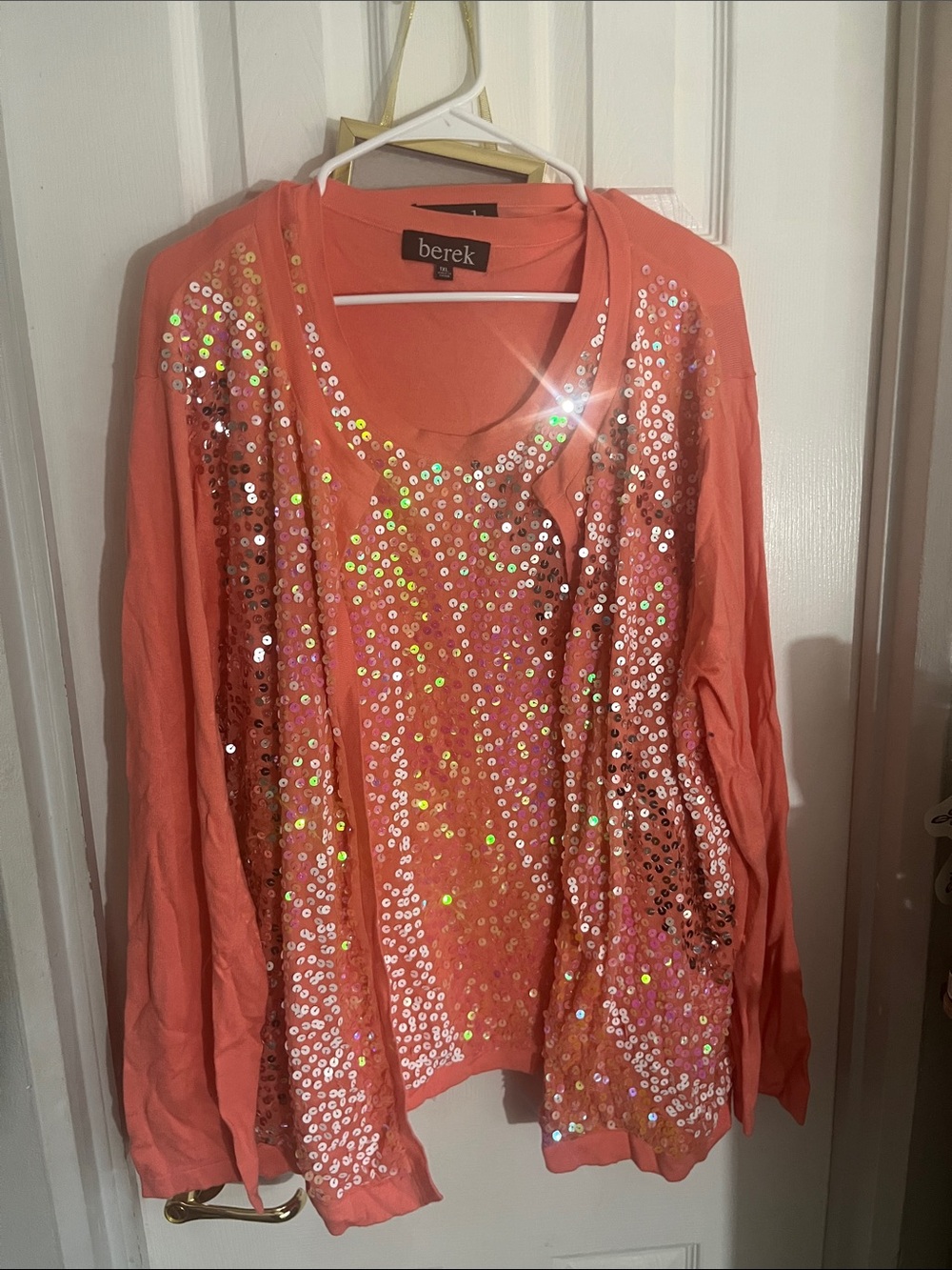 berek Coral Sequin Cardigan & Tank Duo